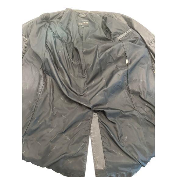 Wilsons The Leather Experts Woman’s Long Black Leather Trench Coat Size PS - Picture 10 of 15